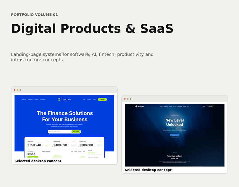Digital Products & SaaS — Landing Page Collection — design project cover