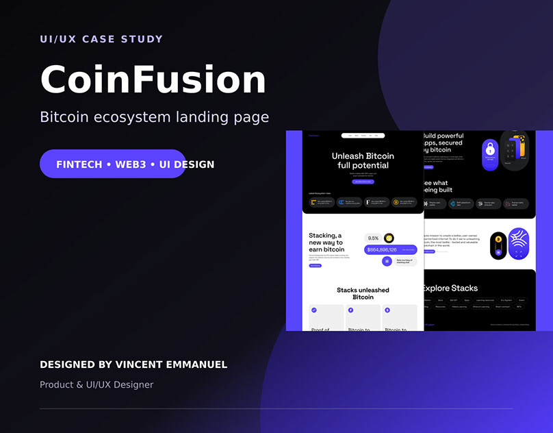 CoinFusion — Bitcoin Ecosystem UI/UX Case Study — design project cover